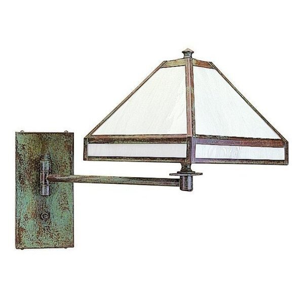 Pasadena Wall Mount Swing Arm, Without Filigree (Empty), Raw Copper, Frosted Glass, Arroyo Craftsman, Mfr#: PSA-1EF-RC